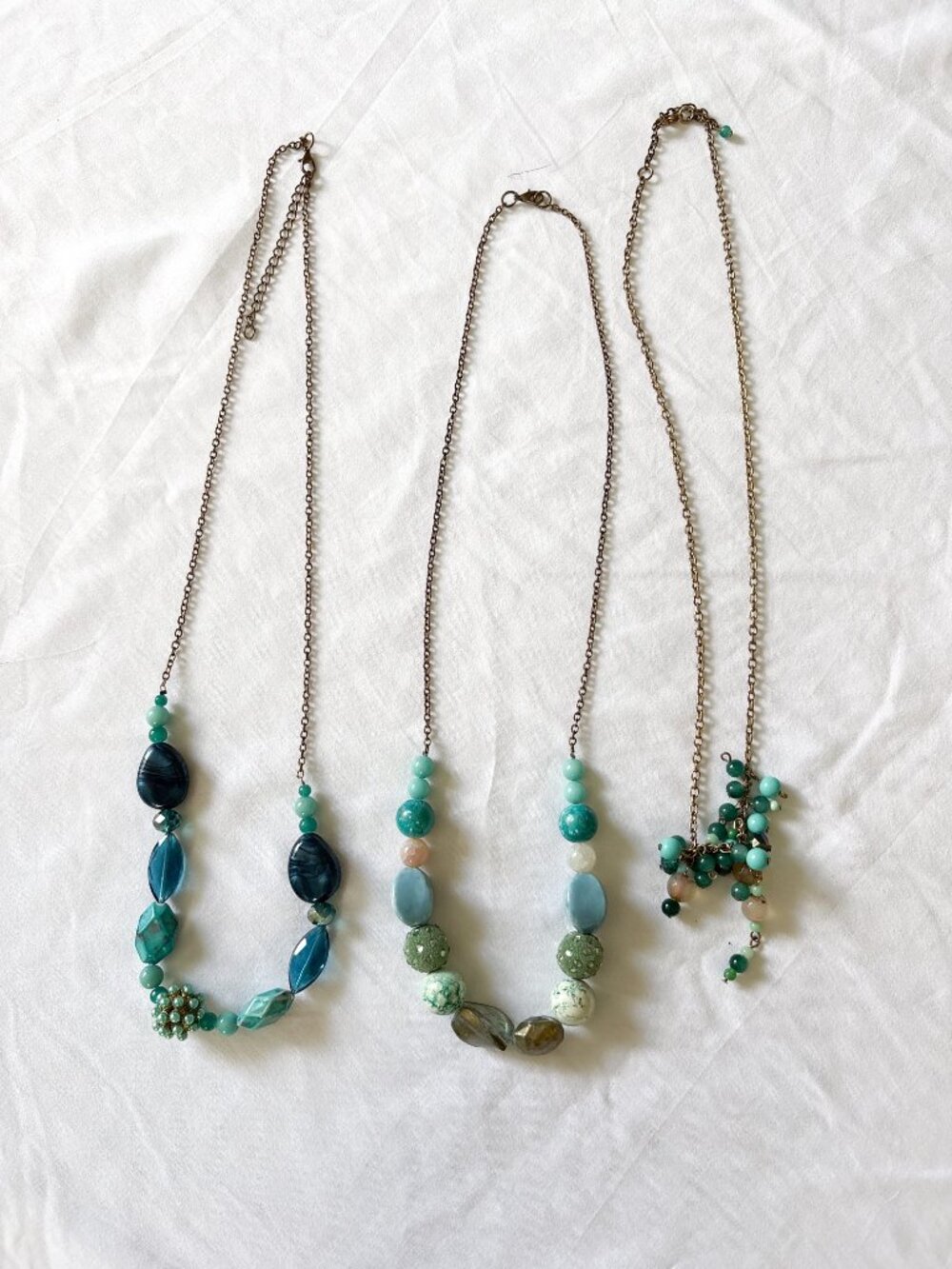 Vintage Necklace Set of 3 – Turquoise Blue & Green Beaded Jewelry
